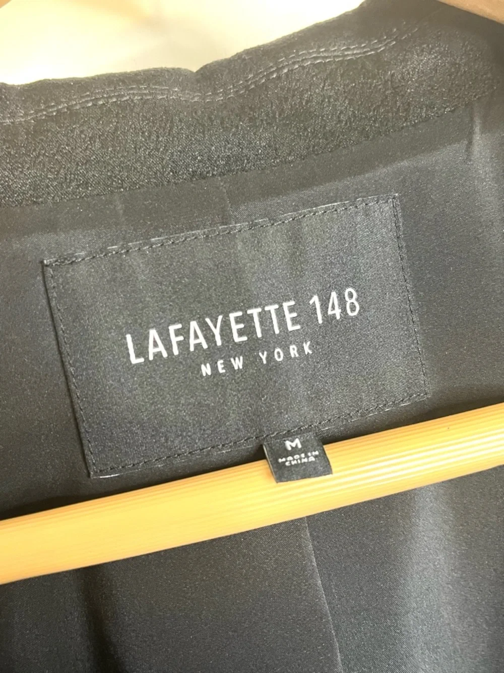 Lafayette 148 New York Women’s Size M Black Longline Open-Front Blazer Plaid - Picture 3 of 7